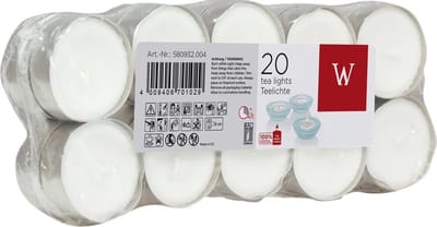 Theelichtjes/waxinelichtjes - wit - 20x - 4 branduren - geurloze kaars
