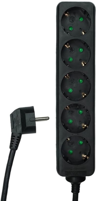 Tafelcontactdoos 6-voudig – Met randaarde, 5 meter kabel, 3x1.5mm², zwart