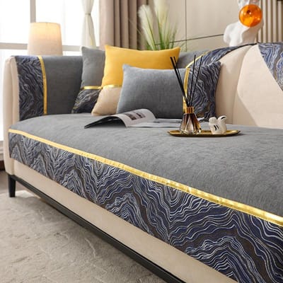 Coussin de canapé en chenille, coussin de canapé à épissure bicolore, antidérapant, quatre saisons, universel, Jacquard, bord en fil d'or, coussin de canapé 70x70cm 1pcs