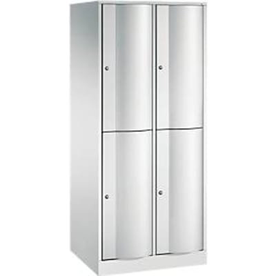 C+P Garderobekast Resisto, 2 vakken, 4 legborden, B 772 x D 640 x H 1950 mm, lichtgrijs/kleedgroen