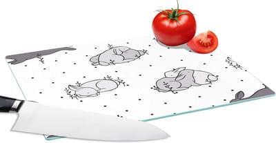 Glazen Snijplank - 28x20 - Konijnen - Dieren - Slaap - Kinderen - Patronen - Snijplanken Glas