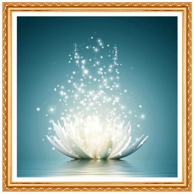 Volledige ronde boor 5D DIY Diamond Painting  Water Lotus  3D Borduurwerk Kruissteek Decoratie Cadeau 20X30CM blue