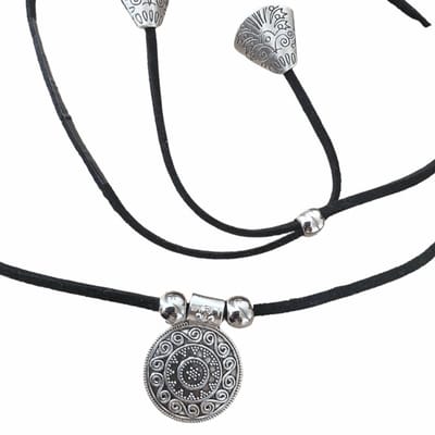 Ketting-Tibetaanse look-Suede koord-Wikkel - Charme Bijoux