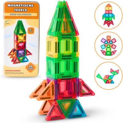 ValueStar Magnetische Tegels Reisset - 26 stuks - MagnaTiles Travel Set - Magnetic Tiles Reisset - Magna - Magneten Speelgoed - Magnetische Tegels - Bouwblokken - Montessori Speelgoed - Magnetic tiles Racebaan - Het Grote Speelgoedboek 2025