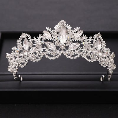 Trendy Bruidshaaraccessoires Zilverkleurig Kroon Hoofddeksel Barok Strass Kristal Bruiloft Tiara Haar Sieraden Accessoires gray
