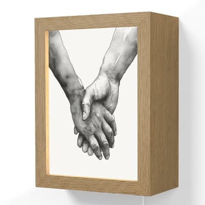 Wandlamp 15x20 cm - Oplaadbaar - Handen - Zwart wit - Modern - Kunst - Wandlampen binnen woonkamer - Slaapkamer lamp met kabel - Decoratieve nachtlamp - Vloerlamp snoer
