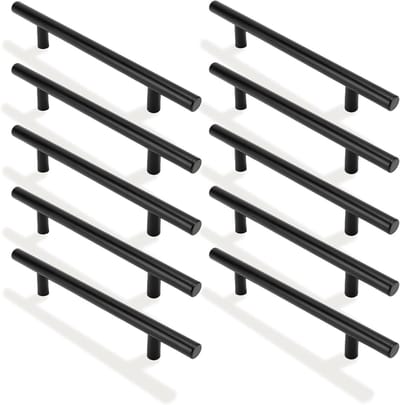 Set van 10 T-vormige Holle Handgrepen van RVS voor Meubels - Ideaal voor Keuken, Badkamer en Lades met 128mm Afstand