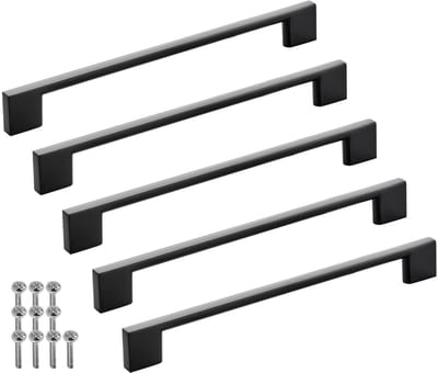 SOTECH set van 5 meubelgrepen BLACKLINE XII BA 192 mm zwart mat aluminium (lengte 224 mm, breedte 9 mm, hoogte 28 mm) design vitrinegrepen