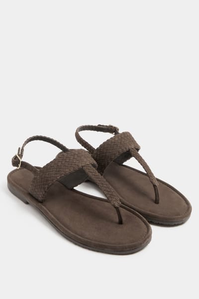 Yours Chocoladebruine Geweven Teenslippers In Extra Brede Eeepasvormsize 37EEE