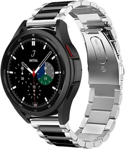 Stravo 22mm Stalen schakel bandje - Geschikt voor Samsung Galaxy Watch 3 45mm / Galaxy Watch 46mm / Gear S3 Classic & Frontier - Polar Vantage M / M2 / V3 / Grit X - Garmin Vivoactive 4 - RVS horlogebandje voor Huawei GT 6 46mm - Zilver/zwart