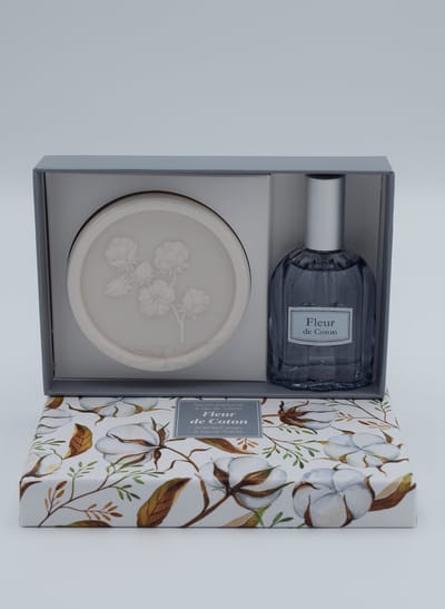 Geschenkdoos ronde zeep en eau de toilette fleur de coton Esprit Provence