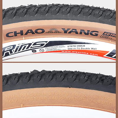 27.5x2.10 pouces pneu de vélo vtt VTT vélo pneu de remplacement roue 30TPI 26x1.95 - 30TPI beige