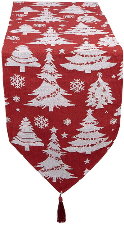 Clayre & Eef Tafelloper Kerst 33x180 cm Rood Polyester