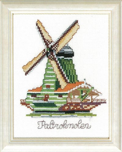 Pako Borduurpakket met telpatroon -Hollandse molen - 210.839 - voorgesorteerd garen - Aida ivoor - 13 x 17 cm - DIY kit