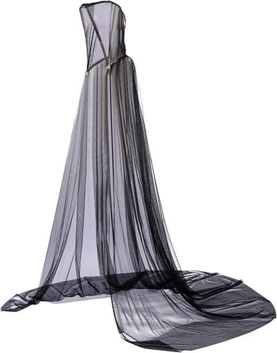 Dames Tulle Cape met Kap, Lange Mesh Cape voor Halloween, Bruiloften en Cosplay, Middeleeuwse Stijl