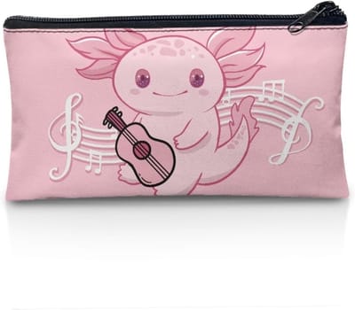Etui met Rits - Pen Houder Tas - School Benodigdheden - Grote Capaciteit - 11x21 cm - Cartoon Axolotl Roze