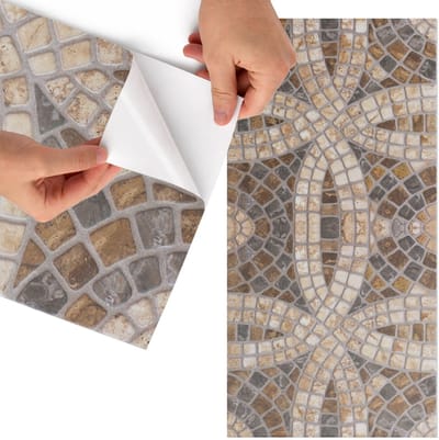 Tulup Meubelfolie - Mozaïek van steen Plakfolie Meubels - 75x150 cm - Bruin Meubelfolie - Decoratiefolie - Geometrische Meubelfolie - Meubel Wrap Folie - Woonkamer decoratie - Texturen