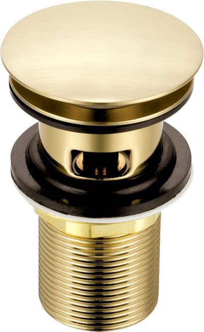 goud Click Clack Basin Waste | Pop Up Gootsteenplug met sleuf | Koepelvormig massief messing | G 1 1/4" BSP | Luxe badkamer afvoer vervanging