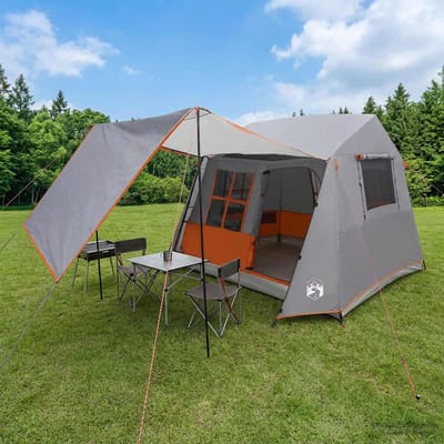 vidaXL - Tunneltent - 275 - x - 240 - x - 200 - cm - Grijs - en - Oranje