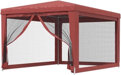 Partytent met bescherming - Feesttent paviljoen - Outdoor bijeenkomsten - Waterdicht HDPE dak - 3 x 4 meter - Rood