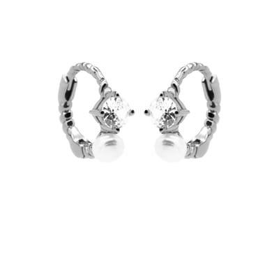 Karma Oorringen stone and pearl Zilver