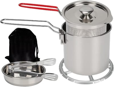 Frituurpan 7-delig - Kleine friteuse - Thuis koken - Roestvrij staal - 12 Liter