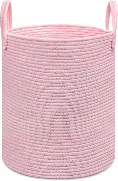Hoge Roze Wasmand voor Kinderen - Opbergmand voor Speelgoed en Wasgoed