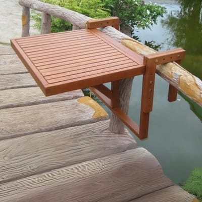 MIRA® Balkontafel Hangend – Inklapbaar Balkonbar - Hangtafel Voor Aan Het Balkon – Bruin - 65cm x 64cm x 44cm