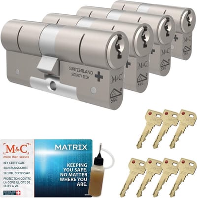 M&C Matrix 4x Deurcilinder SKG*** - Zwaar beveiligd - Politie Keurmerk Veilig Wonen