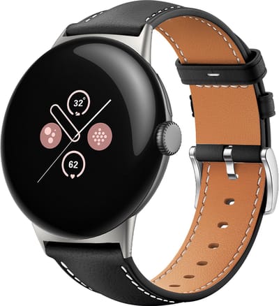 Strap-it Leren smartwatch bandje met gespsluiting geschikt voor Google Pixel Watch 5 (45 mm) / 4 (45 mm) / 3 (45 mm) - Zwart