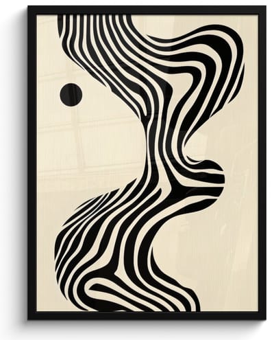 Poster in lijst - Fotolijst 50x70 cm - Posters - Beige - Lijnen - Golvend - Abstract - Posterlijst zwart - Decoratie - Wanddecoratie woonkamer - Muurdecoratie slaapkamer