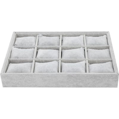 12 Vakken Horloge Opbergdoos Armband Etui Organizer Sieraden Display Container met Kussen white