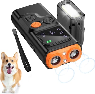 Ultrasoon hondenverjager, 2 standen, anti-blaffapparaat, met knipperlicht en zaklamp, effectief bereik van 30 meter, draagbaar anti-blaffapparaat, met display, geschikt voor de meeste honden, zowel binnen als buiten te gebruiken