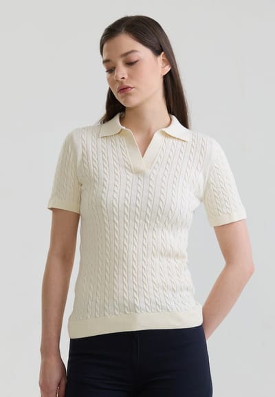 Felix Hardy Polo Shirt Korte Mouwen 100% Katoen Dames Ecru - L