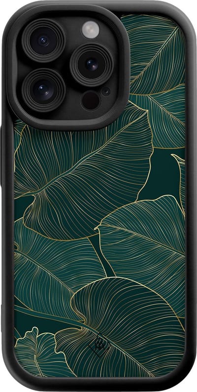 Casimoda® hoesje - Geschikt voor iPhone 13 Pro - Monstera Leaves - Effen telefoonhoesje met lensbescherming - Siliconen/TPU - Backcover - Groen