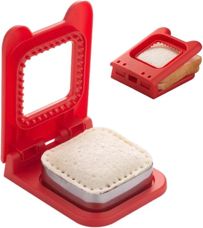 Broodsnijder Set - Sandwich Maker - Lunch Maken - Afsluitbaar Ontwerp - 12.5x16.5cm - Rood