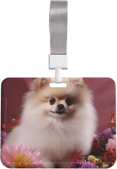 ID-kaart houder - Naamplaatje badge - Veilig opbergen - Water- en stofafstotend - 10 x 8 cm - Pommeren en bloemen