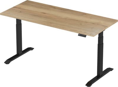 Zit-sta bureau elektrisch verstelbaar - 120 x 80 cm - hoogte 65-130 cm - NPR 1813 & NEN-EN 527 - zwart onderstel / authentiek eiken blad