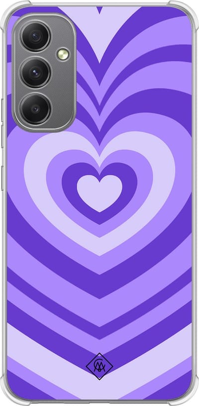Casimoda® hoesje - Geschikt voor Samsung Galaxy A34 - Hart Swirl Paars - Shockproof case - Extra sterk - TPU/polycarbonaat - Paars, Transparant