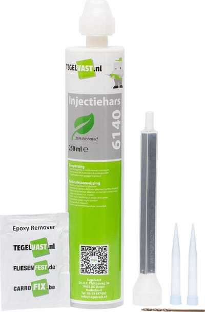 Tegelvast Injectiehars 6140 - Tegel injectielijm voor holle of loszittende vloertegels en wandtegels - Complete doe-het-zelf set