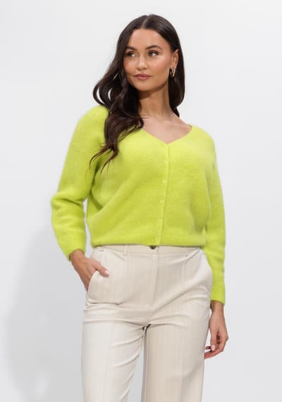 Beaumont Penny Cardigan Truien & vesten Dames - Sweater - Hoodie - Vest- Lime - Maat L