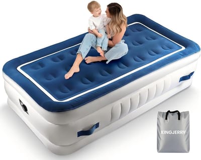 Luchtbed - Tweepersoons matras - Logeren en kamperen - Ingebouwde pomp - 188 x 99 cm - Blauw