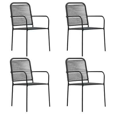 vidaXL - Tuinstoelen - 4 - st - katoenen - touw - en - staal - zwart
