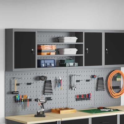 vidaXL - Gereedschapskast - Zwart - en - Grijs - 150 - x - 20 - x - 55 - cm - Staal