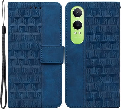 Coverup Hoesje - Geschikt voor OnePlus Nord CE4 Lite 5G Hoesje - Coverup Geometric Book Case - Blauw