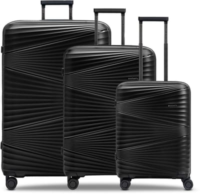 Pactastic Collection 02 THE THREE SET 4 wielen Kofferset 3-delig - Harde bagage - TSA slot - black metallic