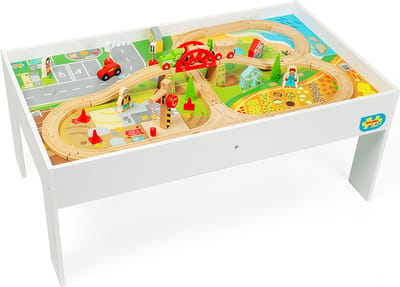 BigJigs houten treinset - speel- en activiteitentafel voor kinderen.