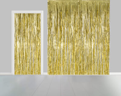 2x Deurgordijn Goud 1 x 2,4 meter Vlamvertragend - Feest Thema Party