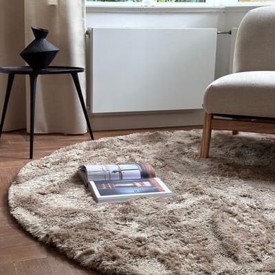 Rond hoogpolig vloerkleed Odelia bruin/taupe - Interieur05 - Rond 240 Ø - (XL)