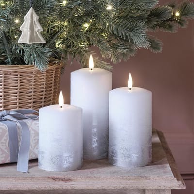 TruGlow Kerstkaarsen Set van 3 Zilver Ombre met Afstandsbediening en Timer